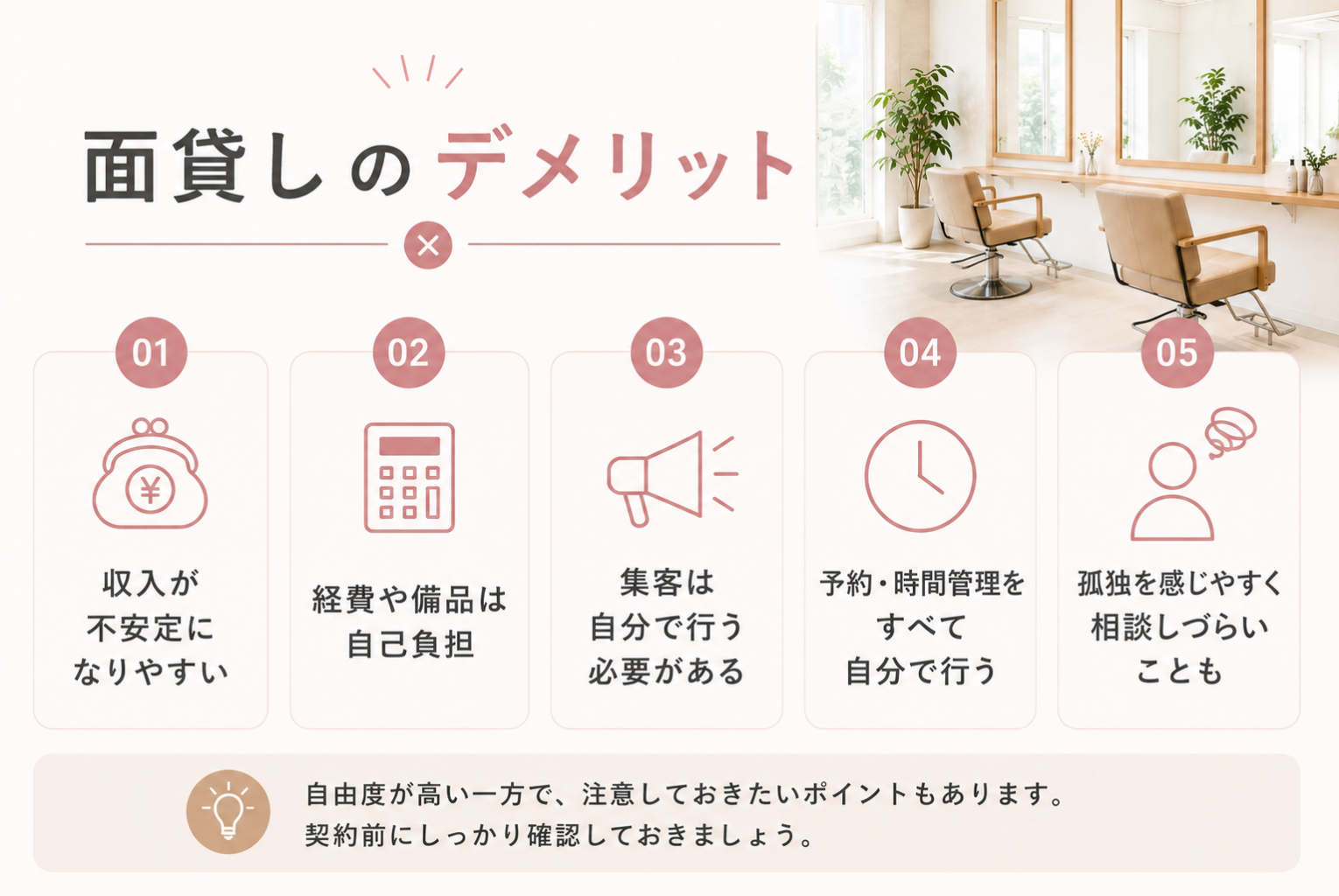 【2026年版】美容室の面貸し相場とは?料金・歩合・シェアサロンとの違いを解説